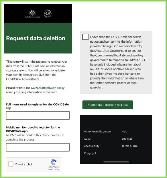 Data deletion form