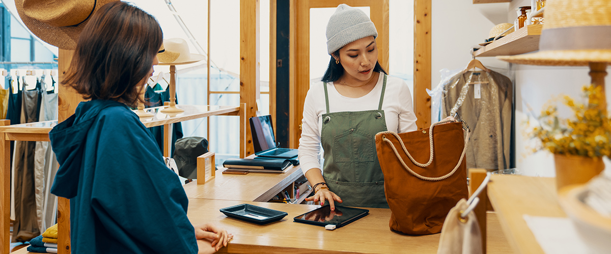 Photo of a customer purchasing an item in a store