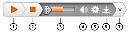 ReadSpeaker audio player, with buttons labelled 1 to 7