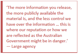 The more information you release, the more publicly available the material is, and the less control we have over the information ... this is where our reputation or how we are reflected as the Australian Government might be in danger - large agency.