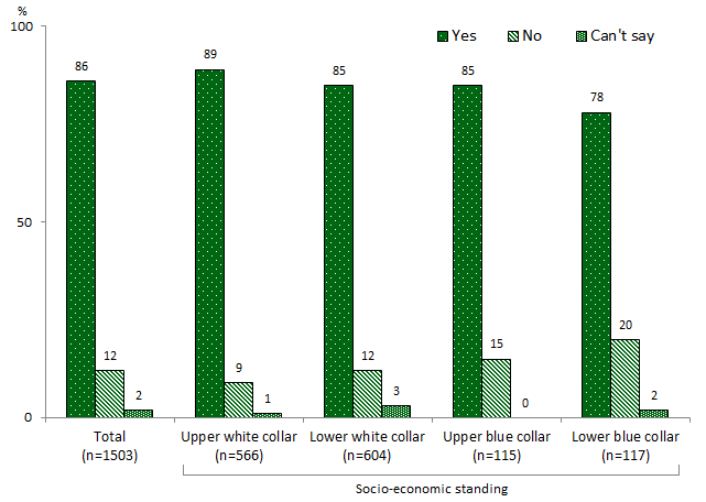 Column chart broken down by socio-economic status. Link to long text description follows image.