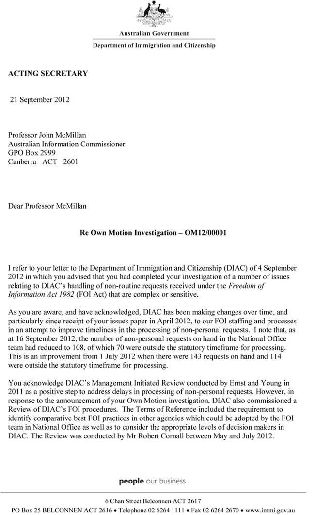DIAC response letter pg1